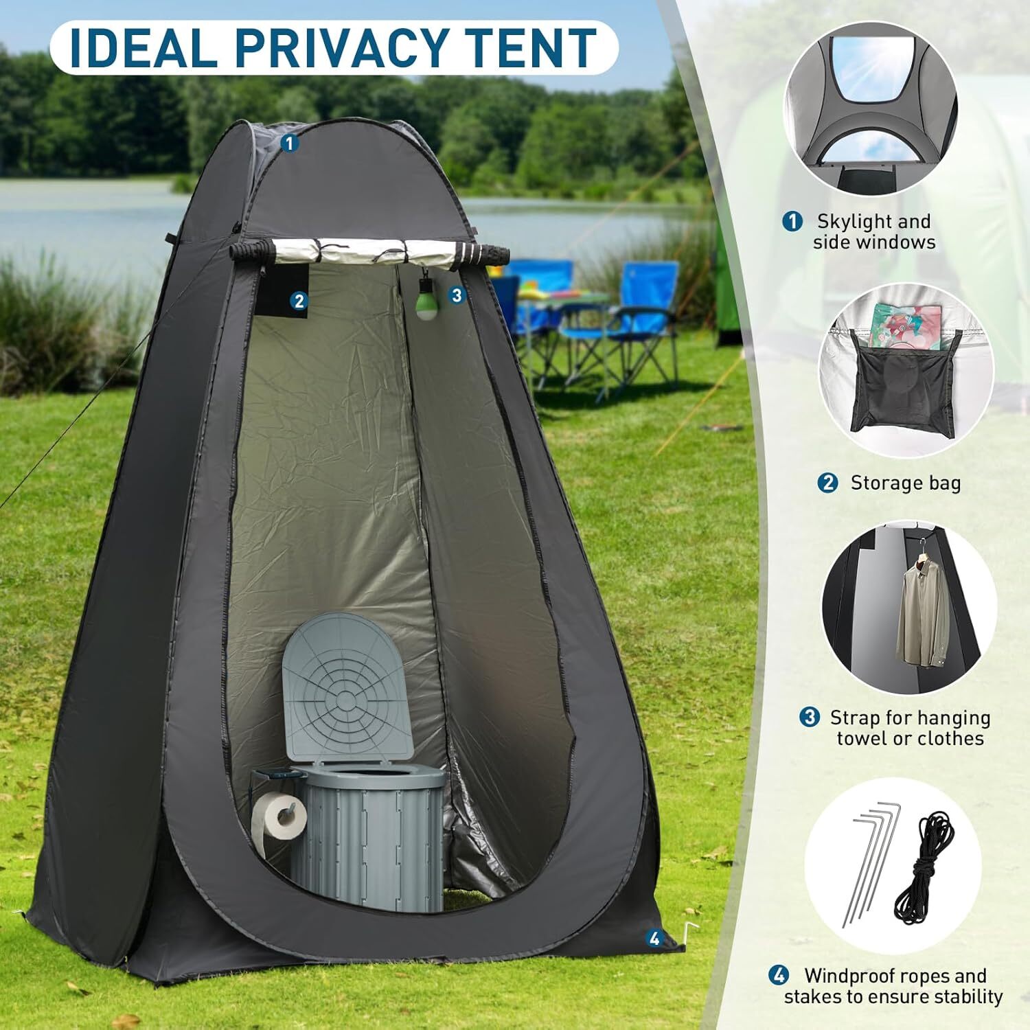 WildLoo - Portable Camping Toilet Kit with Privacy Tent