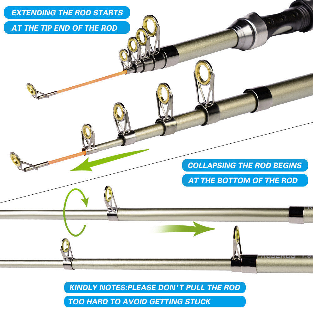 BlueCurrent - Telescopic Fishing Rod and Reel Combo