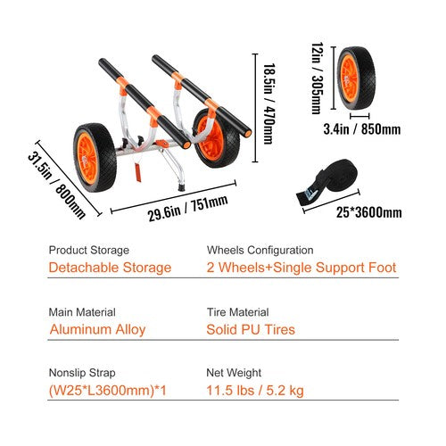 WavePort - Portable Kayak Trailer Cart