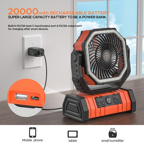 ZephyrLite - Rechargeable Camping Fan with LED Lantern