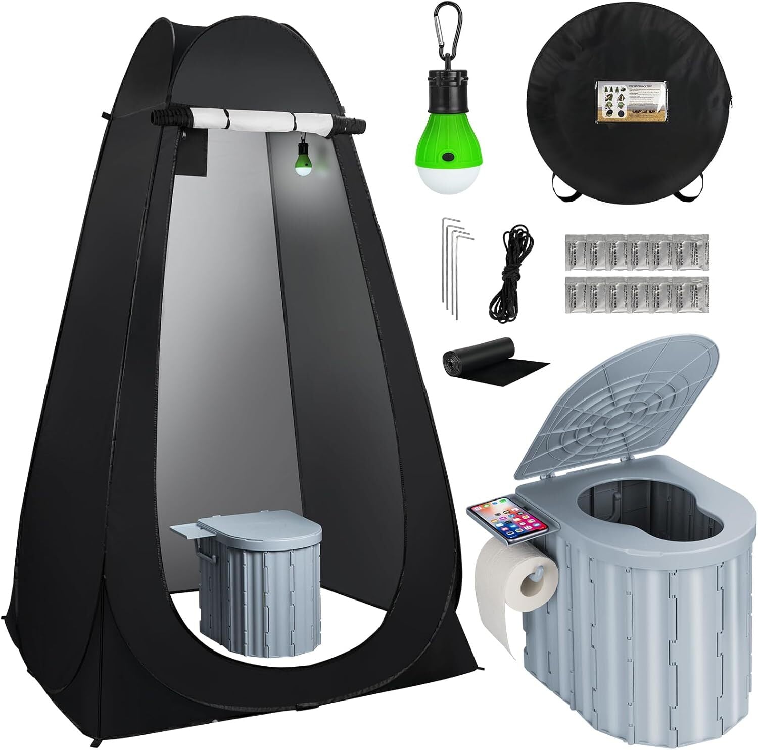 WildLoo - Portable Camping Toilet Kit with Privacy Tent